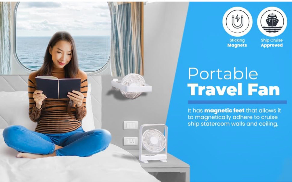 The Original Cruise Fan, Magnetic Cruise Ship Approved Portable Travel Fan